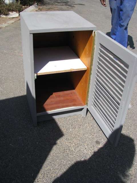 DM84Sale VINTAGE RETRO 1970S SLATTED GREY PAINTED PEDESTAL OR CABINET @@@ Crazy Low R1 Start