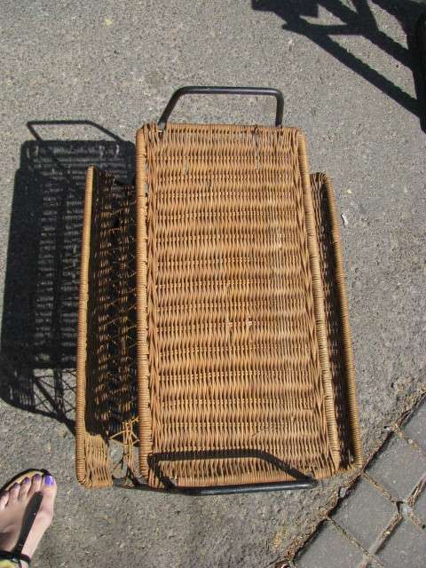 DM84Sale PURE 1950'S RETRO WICKER AND METAL MAGAZINE RACK WITH TABLE SURFACE @@@ Crazy Low R1 Start