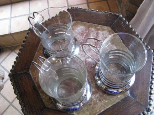 3x Glass Coffee Mugs with Metal Holders @@@ CRAAAZZY R1 START (DM84 SALE)