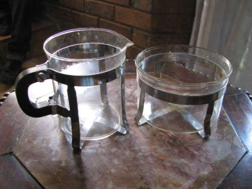 Glass and Silver Metal Milk Jug and Sugar Bowl Set @@@ CRAAAZZY R1 START (DM84 SALE)