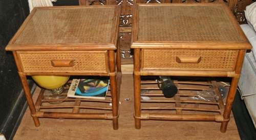 Glass Topped Cane and Rattan Pedestals !!!REDUCED!!!
