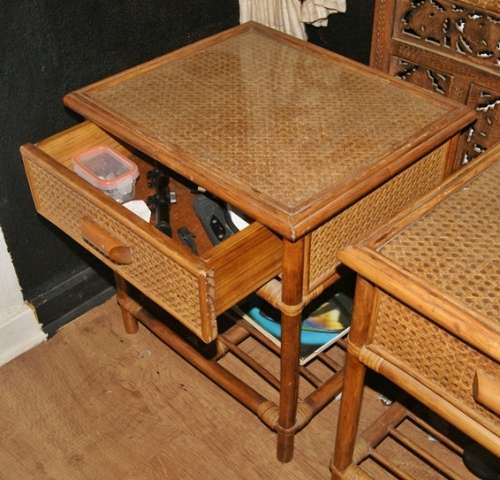 Glass Topped Cane and Rattan Pedestals !!!REDUCED!!!