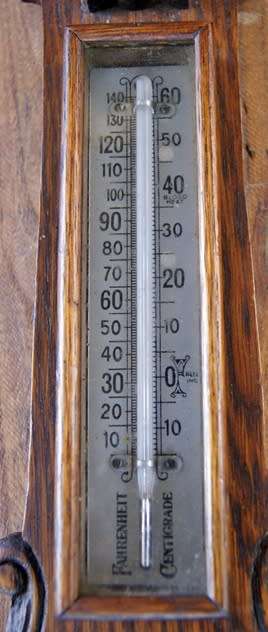 Antique Oak Cased Barometer/Thermometer