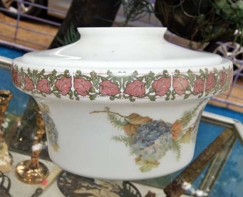 French Painted Milk Glass Light Shade for Hanging or on Standing Lamp