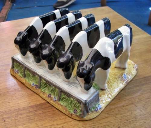 Toastrack with 5 Black and White Cows by James Herriots Country Kitchen "Five Calves Toast Rack"