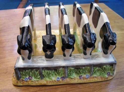 Toastrack with 5 Black and White Cows by James Herriots Country Kitchen "Five Calves Toast Rack"