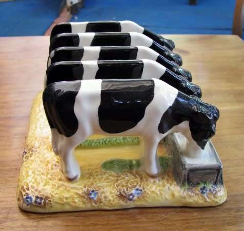 Toastrack with 5 Black and White Cows by James Herriots Country Kitchen "Five Calves Toast Rack"