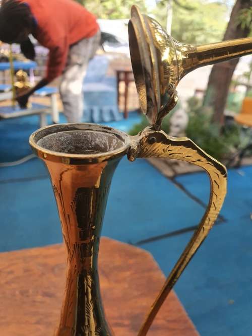 TALL SLIM VINTAGE BRASS COFFEE POT