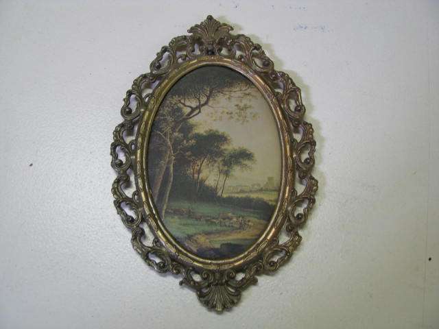 +*  LOVELY VINTAGE SILK PICTURE IN ORNATE METAL FRAME *+@@CRAZY R1 START