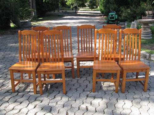 %% A SET OF 8 SOLID OREGON "S" BACK DINING ROOM CHAIRS.... BID IS FOR THE SET  %%