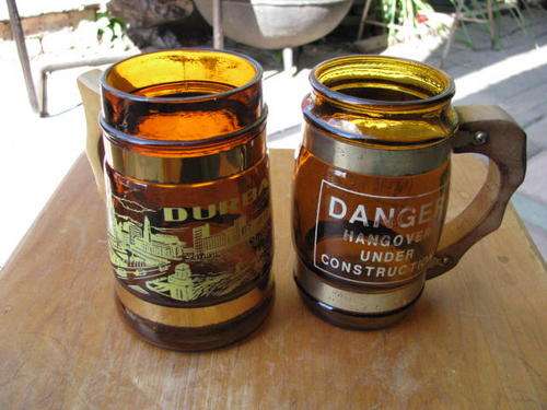 ## 2 GLASS BEER TANKARDS....BID PER EACH. ##