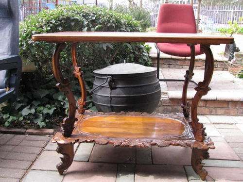 %% @ A GORGEOUS CARVED MAHOGANY 2 TIER HALL TABLE @ %%