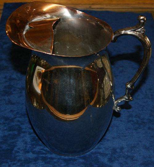 LARGE SILVER PLATED JUG WITH ORNATE HANDLE @@@CRAZY R1 START