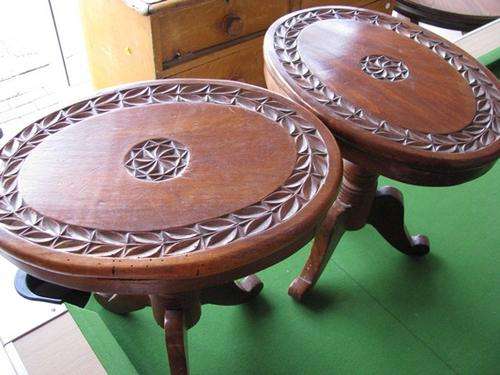A PAIR OF MAHOGANY SIDE TABLES.... REALLY GOOD PIECES. HAND CARVED...BID PER EACH @@@CRAZY R1 START