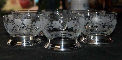 GORGEOUS SET OF 6 NORWEGIAN SILVER AND HAND CUT CRYSTAL CUPS @@@ CRAAZZYYY R1 START