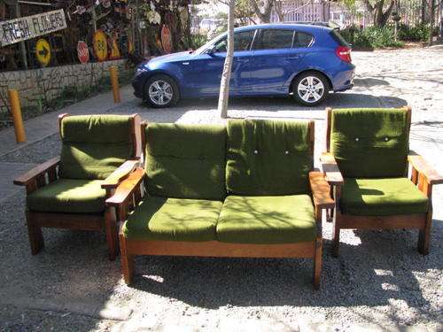 A REALLY NICE RETRO 1970's SOLID WOOD LOUNGE SUITE..A 2 SEATER & 2 SINGLES..@ CRRRAAAZZZYY R1 START.