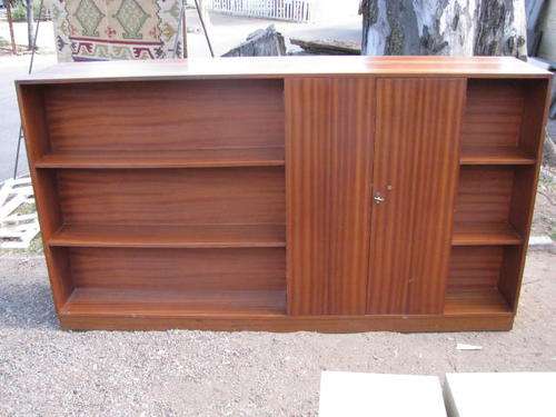 THIS IS A FANTASTIC ITEM !!HUGE 1950'S MAHOGANY BOOKSHELF WITH SECTION FOR HIDING ITEMS IN THE BACK