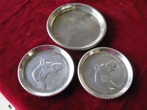 3 VERY OLD PEWTER COASTERS..... REST YOUR WINE OR DRINKS ON THESE@CRRRRAAAAZZZY R1 START......