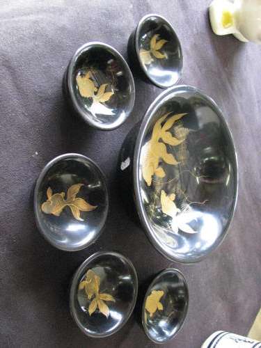 A SUPERB JAPANESE LACQUER WARE SET.... LARGE BOWL WITH 5 SMALLER BOWLS@@@ CRAAZZYYY R1 START