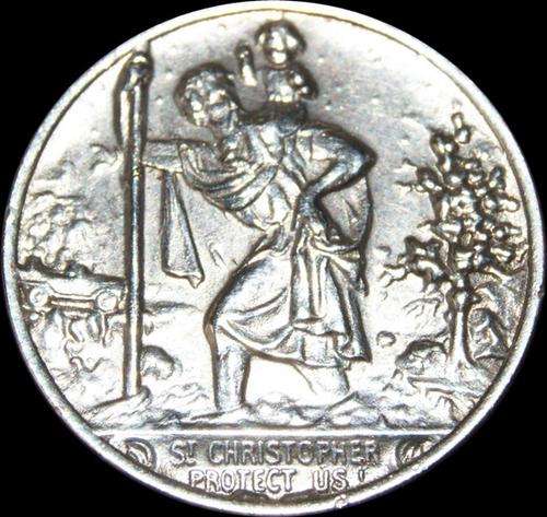 STUNNING OLD SILVER ST CHRISTOPHER PENDANT@@@ CRAAZZYYY R1 START