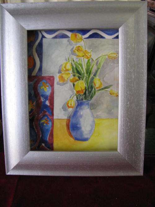 LOVELY PRINT IN GOOD FRAME........FLOWERS IN VASE @ CRRRAAAZZZY R1 START..