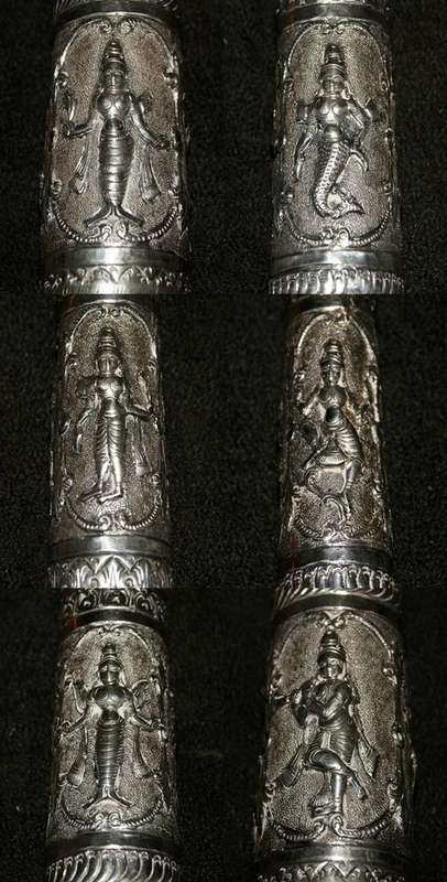 EXTREMELY RARE INDIAN SILVER HANDLE DEPICTING VISHNU & KRISHNA 112.6g @ CRAZY R1 START