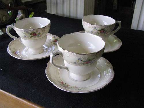 3 GORGEOUS VINTAGE TEA DUO'S...ORNATE PORCELAIN....BID PER DUO@CRRAAZY R1 START