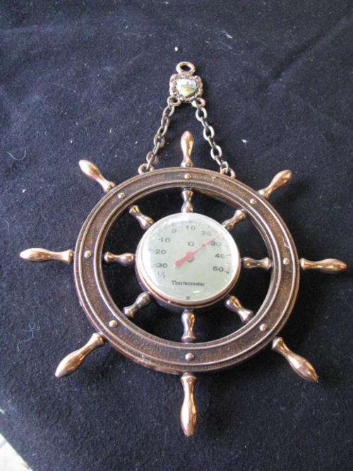 A COPPER SHIPS WHEEL SHAPED THERMOMETER @CRRAAAZZZY R1 START