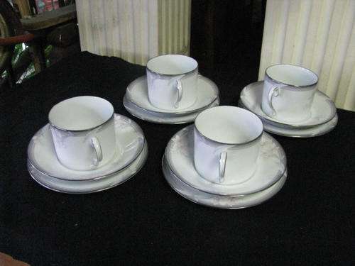 4 X NORITAKE  TEA TRIO'S IN THE "EVENING MOOD" PATTERN ...BID PER TRIO