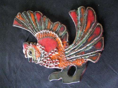 A RETRO 1970'S BRIGHTLY COLOURED ROOSTER WALL HANGING @CRRAAZY R1 START