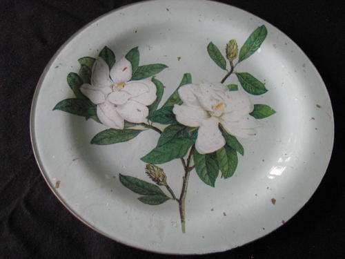 A PRETTY WALL DISPLAY PLATE.... WITH LOVELY WHITE FLOWER DECORATION@ CRRAAAZZY R1 START