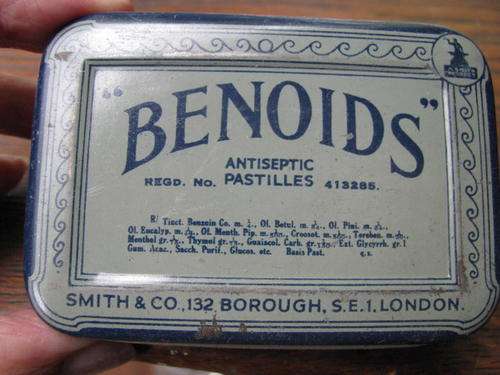 A VINTAGE BENOIDS TIN, WATERLOO RD, LONDON  ... CONTENTS STILL INTACT @CRRAAAZY R1 START