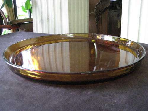A BROWN GLASS PIE DISH.... LOVELY VINTAGE OVEN WARE@ CRRAAZY R1 START