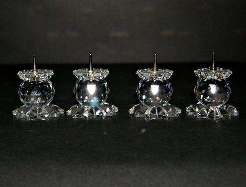 A STUNNING SET OF 4 SWAROVSKI CRYSTAL CANDLE HOLDERS... RARE RETIRED @@@ CRAZY R1 START