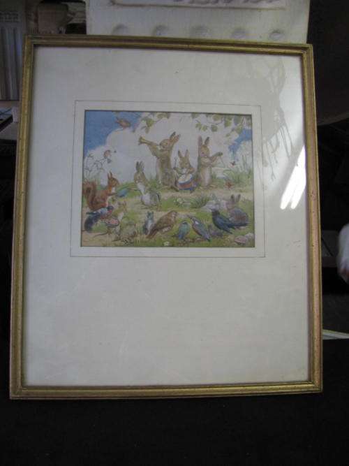 A LOVELY OLD NURSERY TYPE PRINT GIVEN AS A GIFT IN 1947 @@ CRAZY LOW START