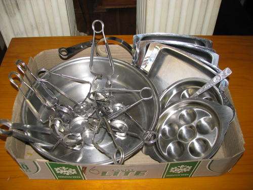 JOB LOT OF 20 ITEMS... STAINLESS STEEL SERVING DISHES, SNAIL SERVING SETS ETC...  @@@ CRAZY R1 START