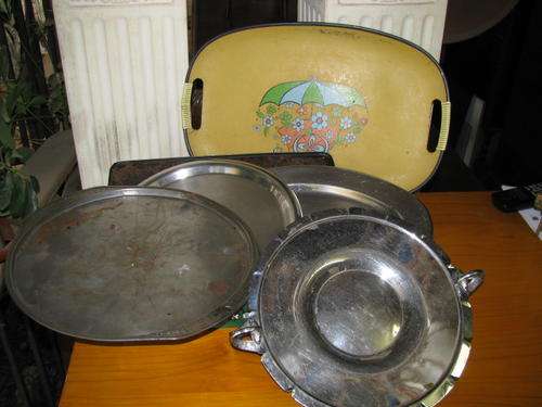 JOB LOT OF 6 ITEMS... TRAYS, EPNS, WOOD, STAINLESS STEEL ETC...  @@@ CRAZY LOW START