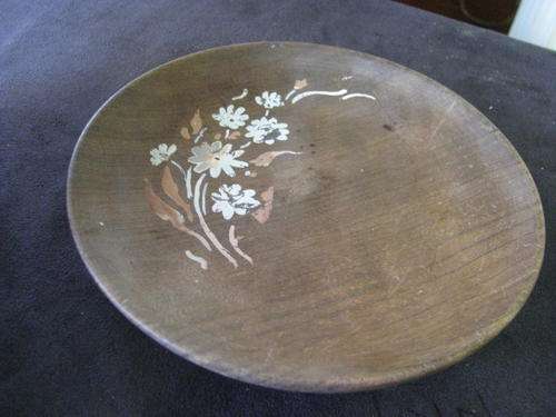 REALLY LOVELY WOOD PLATE FOR SERVING WITH PRETTY FLOWER PAINTING@CRAZY R1 START