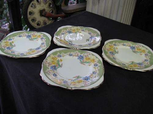4 VINTAGE GRAFTON CHINA ENGLAND "SYLVIA" SIDE PLATES ...BID EACH .@CRAZY R1 START