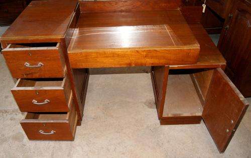 Teak Art Deco 3 Drawer Split Level Dressing Table