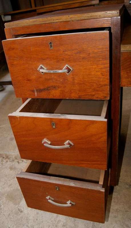 Teak Art Deco 3 Drawer Split Level Dressing Table