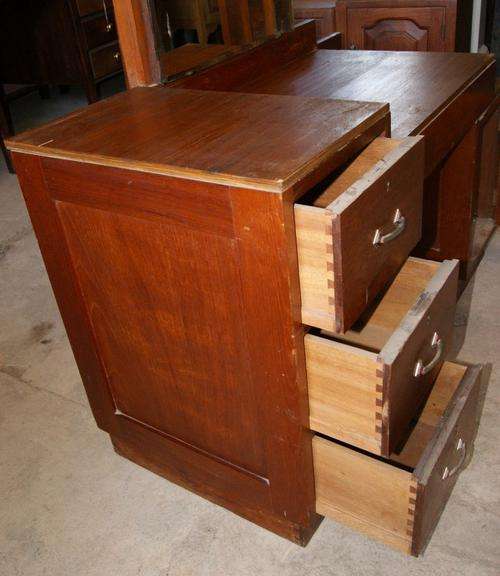 Teak Art Deco 3 Drawer Split Level Dressing Table
