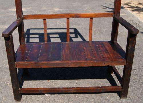 Oregon Teak Stained Entrance Hall Bench