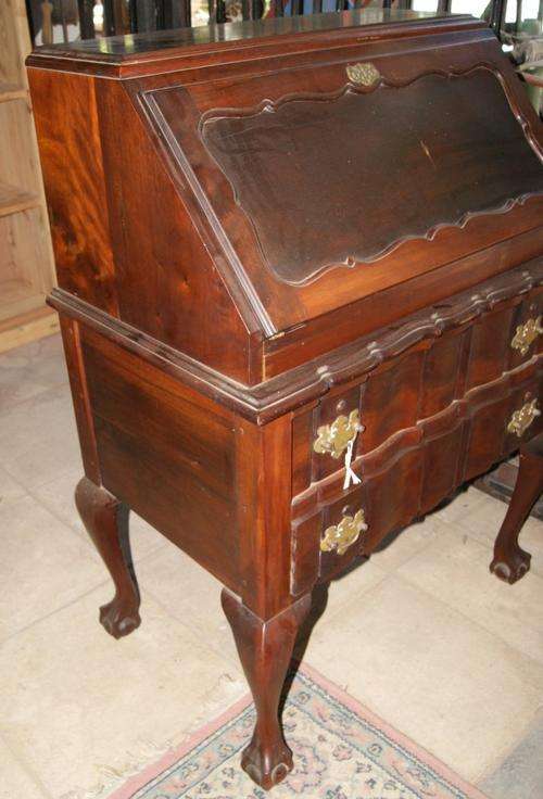 Imbuia Ball & Claw Linen Fold Writing Bureau