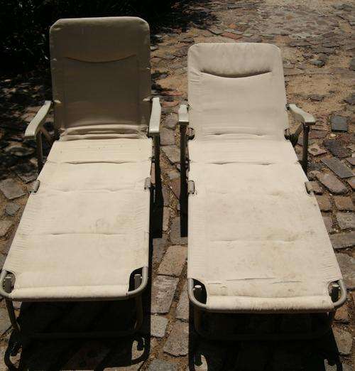 Grey Canvas Sun Loungers (Pair)