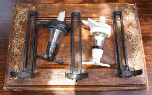 Tot Measures with 3 Bottle Wood Plate Wall Mount