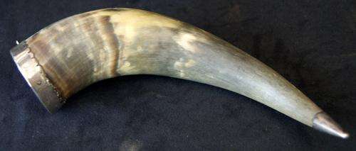 Vintage Hand Made Silver Lipped Ox Horn Drinking Mug