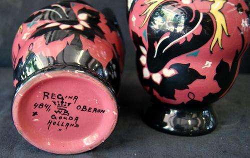 Vintage 1930's Oberon Regina Gouda Pair of Vases