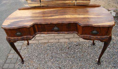 Vintage Kiaat Linen Fold 3 Drawer Dressing Table