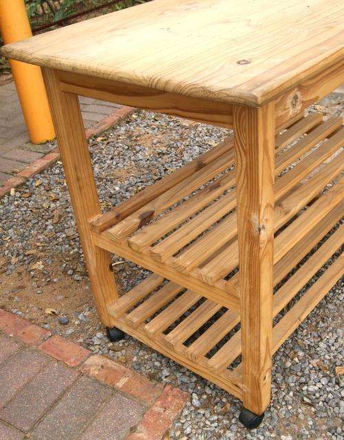 Pine Large Butchers Block/Kitchen Table with Casters